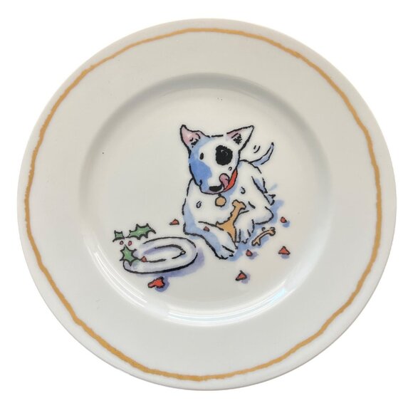 Williams Sonoma Trouble Bull Terrier 6-Piece Dessert Plate Set Side Salad Japan - Picture 5 of 10